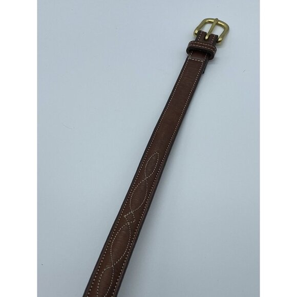 Tory Brown Genuine Leather Belt Women's Size 28 Skinny 3/4 wide 2375 USA Made - Picture 3 of 8